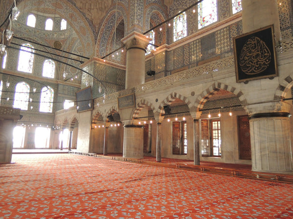 Blue mosque's walls are covered with Iznik tiles